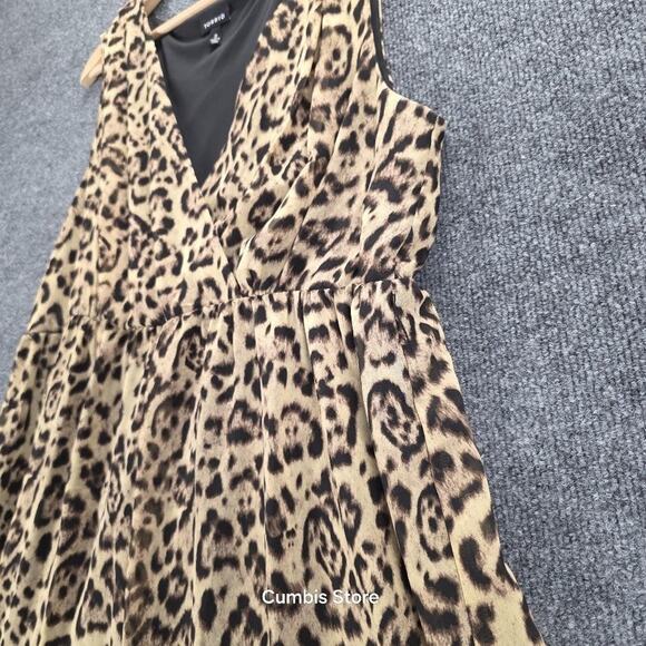 Torrid Dress Womens 2X Brown Leopard Print Sleeveless V Neck Asymmetrical Hem - Picture 5 of 12